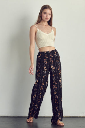 Palazzo pants in floral rayon gauze Miley + Molly 