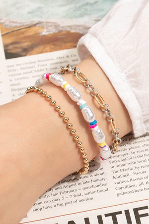 Pearl and chain multi color bracelets set LA3accessories Multi one size 