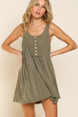 Perfect Flowy Fit Thermal Knit Paneled Tank Top POL 