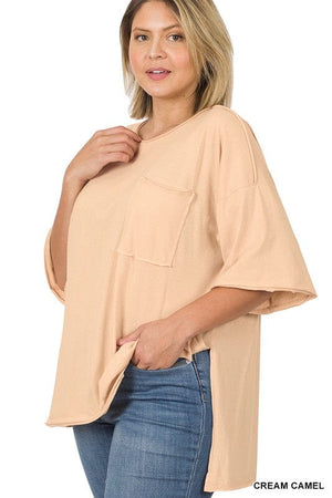 PLUS ROW EDGE HI-LOW HEM BOX TOP ZENANA 