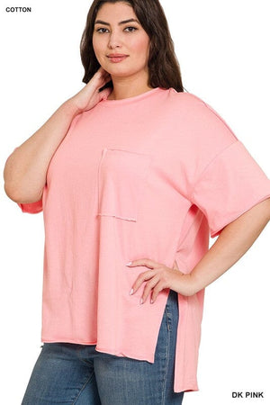 PLUS ROW EDGE HI-LOW HEM BOX TOP ZENANA 