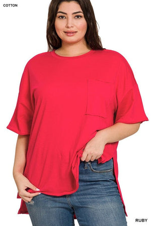 PLUS ROW EDGE HI-LOW HEM BOX TOP ZENANA 