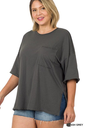 PLUS ROW EDGE HI-LOW HEM BOX TOP ZENANA 