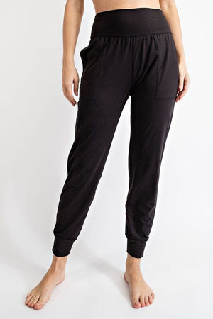 PLUS SIZE BUTTER SOFT JOGGERS WITH POCKETS Rae Mode Black 1X 