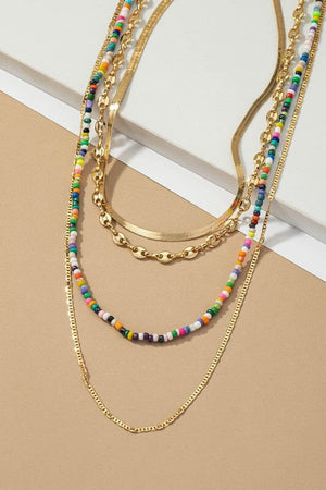 Premium quality 4 layer brass chain necklace LA3accessories Gold one size 