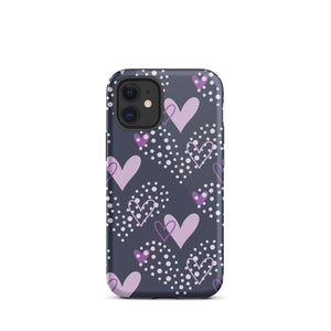 Purple Hearts iPhone Case - KBB Exclusive Knitted Belle Boutique iPhone 12 mini 