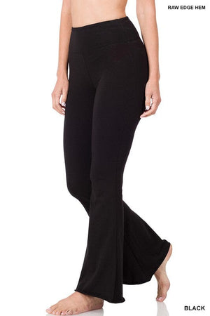 RAW EDGE HEM FLARE YOGA PANTS ZENANA 