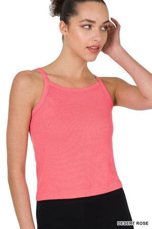 RIBBED SOFT RAYON CAMI ZENANA DESERT ROSE XS 