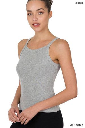 RIBBED SOFT RAYON CAMI ZENANA DK H GREY XS 