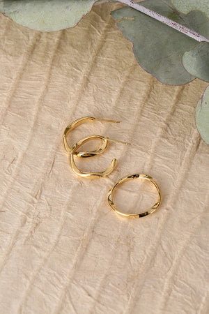 Ripple ring and earring set gold Lilou 