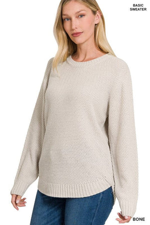 ROUND NECK BASIC SWEATER ZENANA 