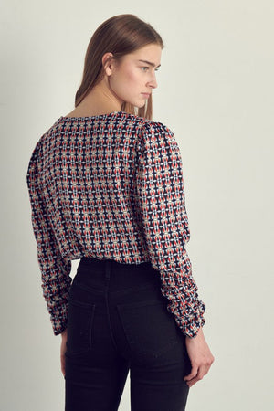 Ruched long sleeve surplice bodysuit Miley + Molly 