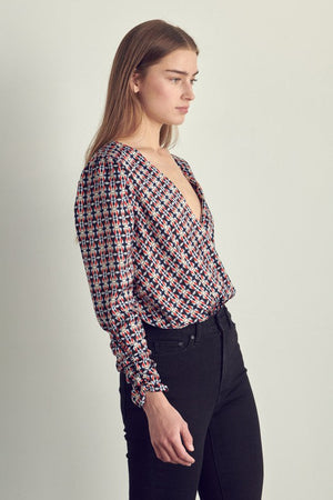 Ruched long sleeve surplice bodysuit Miley + Molly 