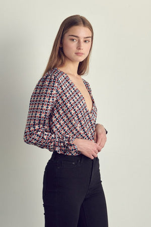 Ruched long sleeve surplice bodysuit Miley + Molly 