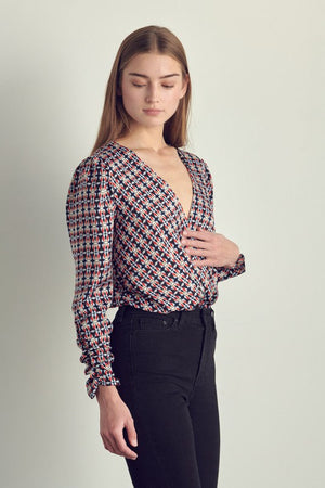 Ruched long sleeve surplice bodysuit Miley + Molly 