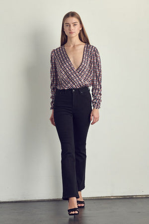 Ruched long sleeve surplice bodysuit Miley + Molly 