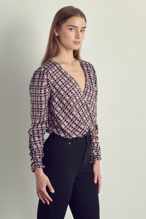 Ruched long sleeve surplice bodysuit Miley + Molly 
