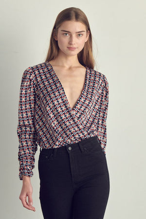 Ruched long sleeve surplice bodysuit Miley + Molly 