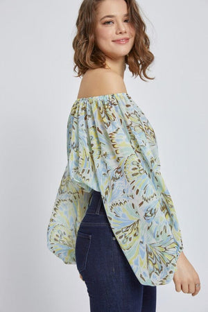 Scoop neck long puff sleeve blouse top Miley + Molly 