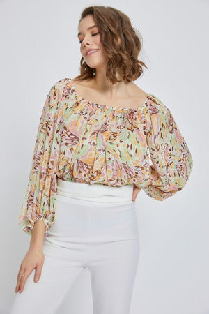 Scoop neck long puff sleeve blouse top Miley + Molly 