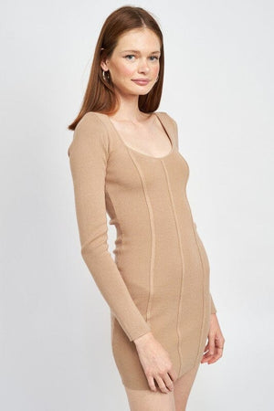 SCOOP NECK MINI DRESS WITH PIPING DETAIL Emory Park 