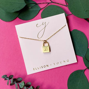 Scripted Notes Locket Initial Necklace Ellison+Young 