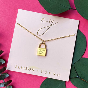 Scripted Notes Locket Initial Necklace Ellison+Young 