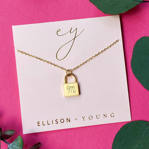 Scripted Notes Locket Initial Necklace Ellison+Young 