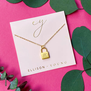 Scripted Notes Locket Initial Necklace Ellison+Young 