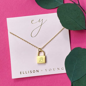 Scripted Notes Locket Initial Necklace Ellison+Young 