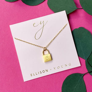 Scripted Notes Locket Initial Necklace Ellison+Young 