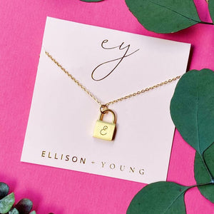 Scripted Notes Locket Initial Necklace Ellison+Young 