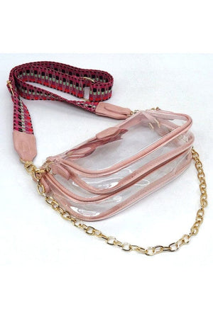 See Thru Clear 2-in-1 Crossbody Bag Guitar Strap Fashion World 