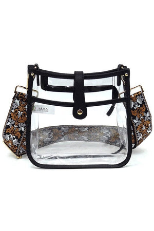 See Thru Guitar Strap Hobo Crossbody Bag Fashion World BLACK one 