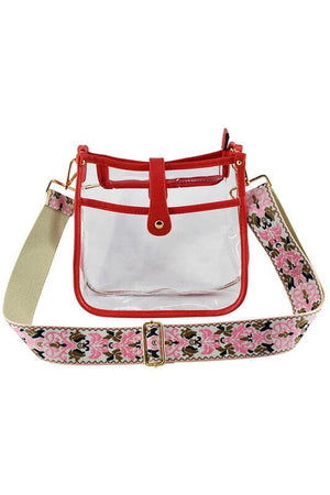 See Thru Guitar Strap Hobo Crossbody Bag Fashion World Red one 