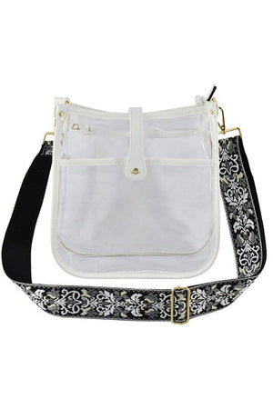 See Thru Guitar Strap Hobo Crossbody Bag Fashion World White one 