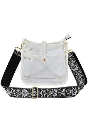 See Thru Guitar Strap Hobo Crossbody Bag Fashion World White one 