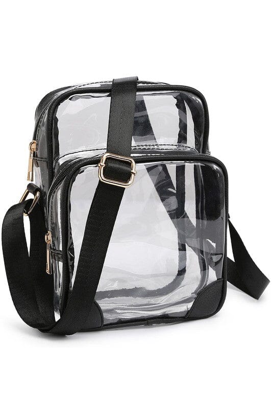 See Thru Multi Compartment Crossbody Bag Fashion World BLACK one 