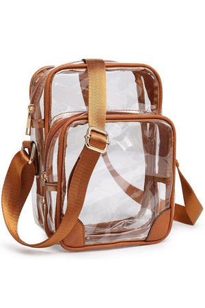 See Thru Multi Compartment Crossbody Bag Fashion World Brown one 