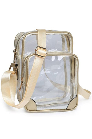 See Thru Multi Compartment Crossbody Bag Fashion World CHAMPAGNE one 