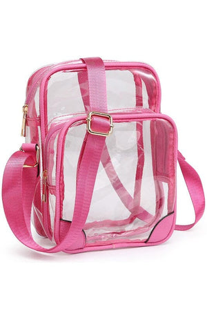 See Thru Multi Compartment Crossbody Bag Fashion World FUCHSIA one 