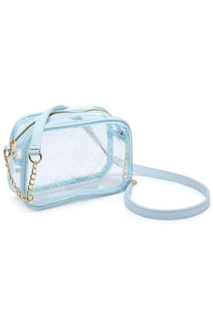 See Thru Net Pattern Crossbody Bag Fashion World Blue one 