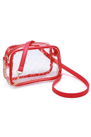See Thru Net Pattern Crossbody Bag Fashion World Red one 
