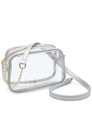 See Thru Net Pattern Crossbody Bag Fashion World Silver one 