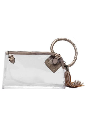 See Thru Transparent Clear Cuff Handle Clutch Fashion World 