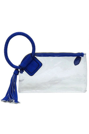 See Thru Transparent Clear Cuff Handle Clutch Fashion World ROYAL BLUE one 