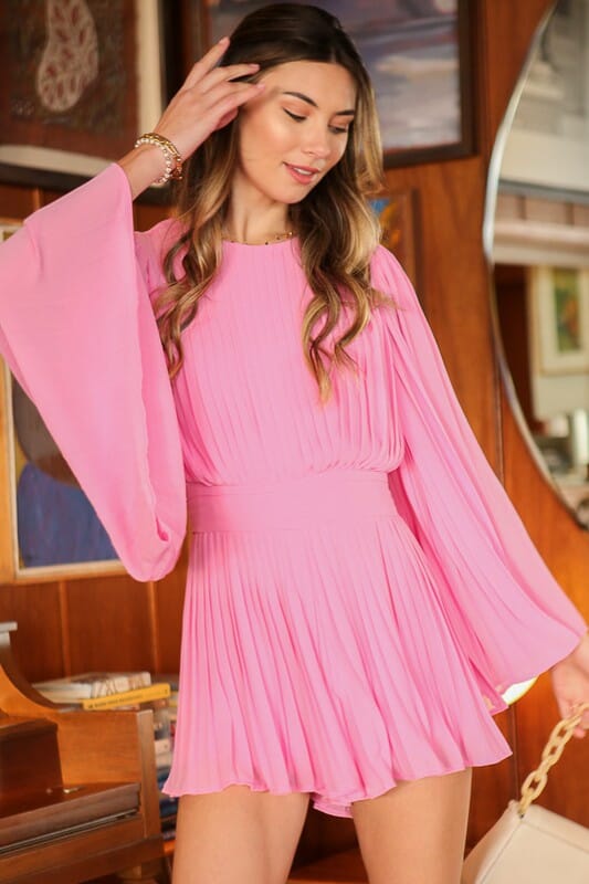 SHIRRING BELL LINE ROMPER Lumiere Pink S 