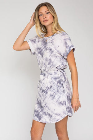 SHORT DOLMAN, ROLL UP SLEEVE, SIDE TIE WAIST DRESS Gilli 