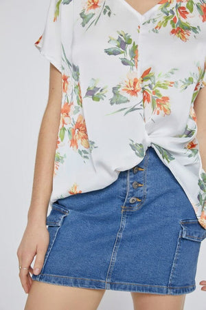 Short dolman sleeve floral santin blouse top Miley + Molly 