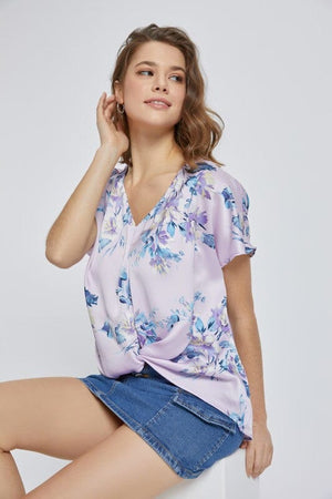 Short dolman sleeve floral santin blouse top Miley + Molly 